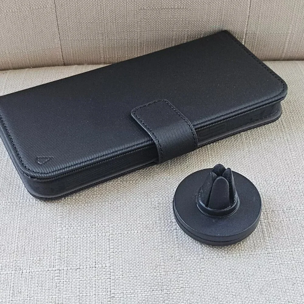 Switch Wallet Phone Case for iPhone 12 Pro Max Black Card Hold W/ Car Vent Mount